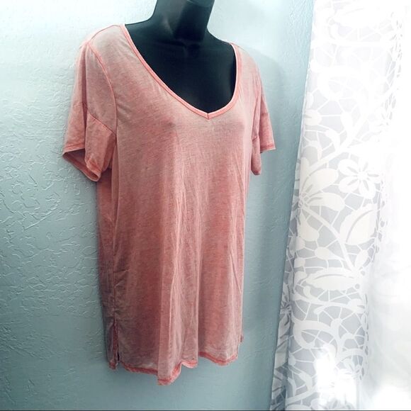 Marika Pink Washed V-Neck T-shirt Size Large - Picture 4 of 9